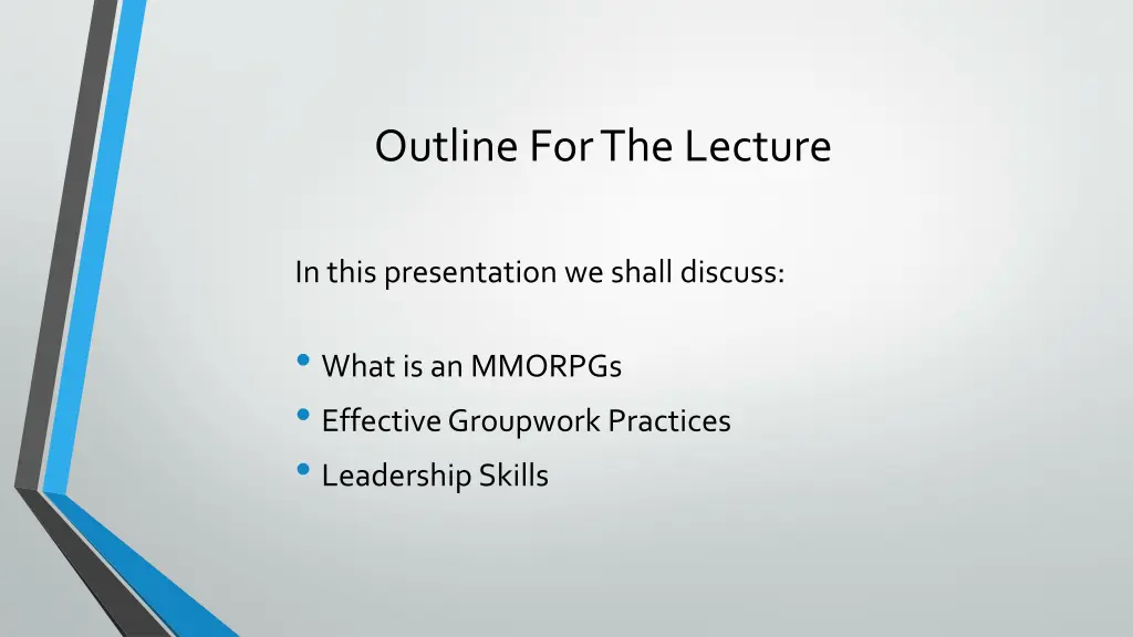 outline for the lecture