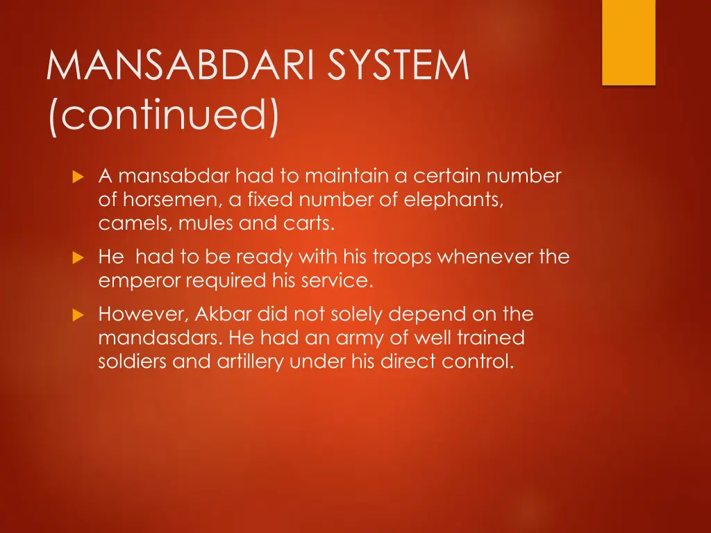 mansabdari system continued