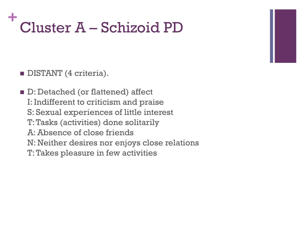 cluster a schizoid pd