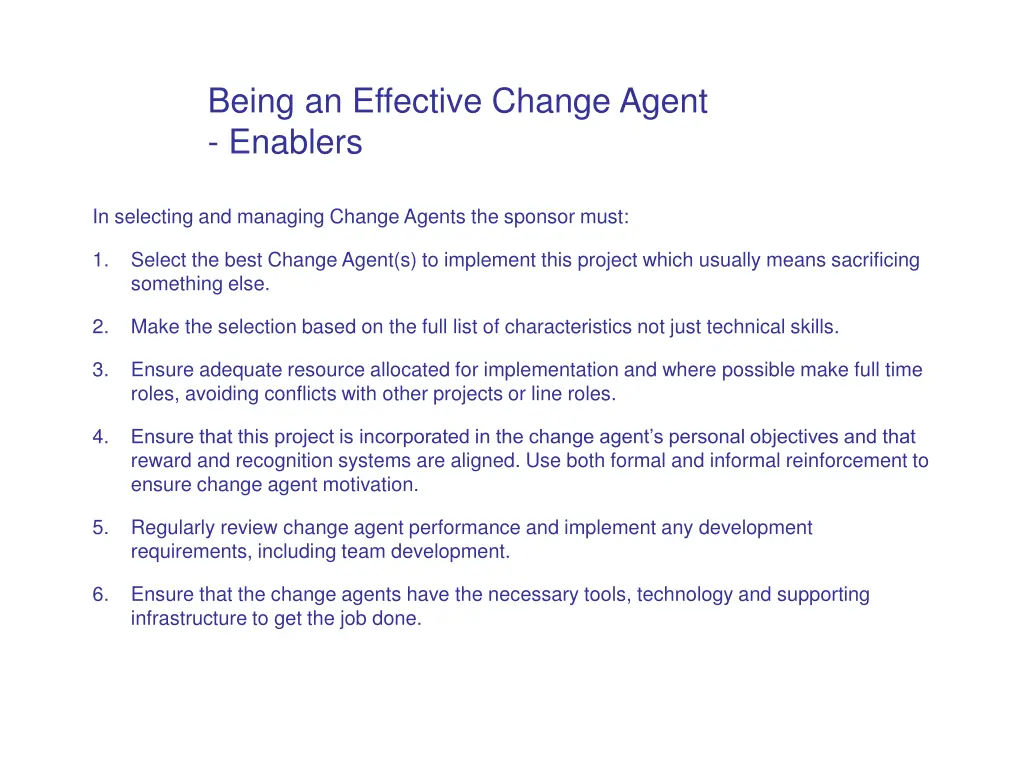 being an effective change agent enablers