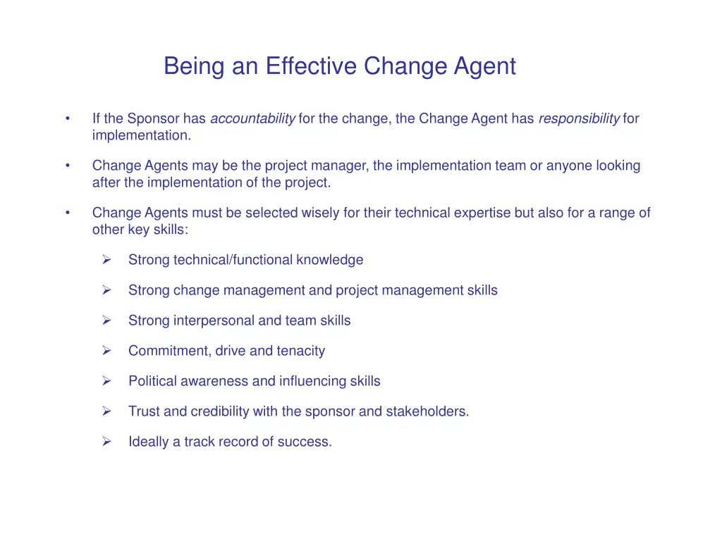 being an effective change agent