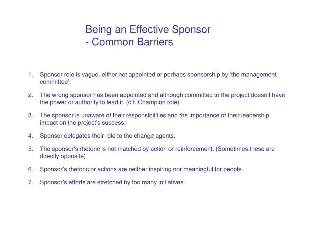 being an effective sponsor common barriers