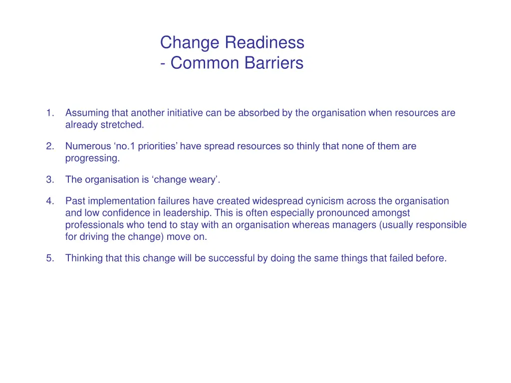 change readiness common barriers