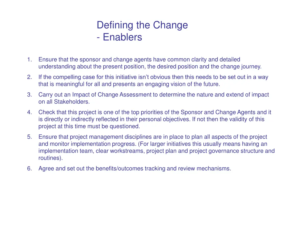 defining the change enablers