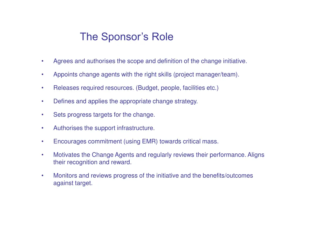 the sponsor s role