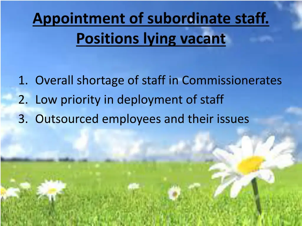 appointment of subordinate staff positions lying