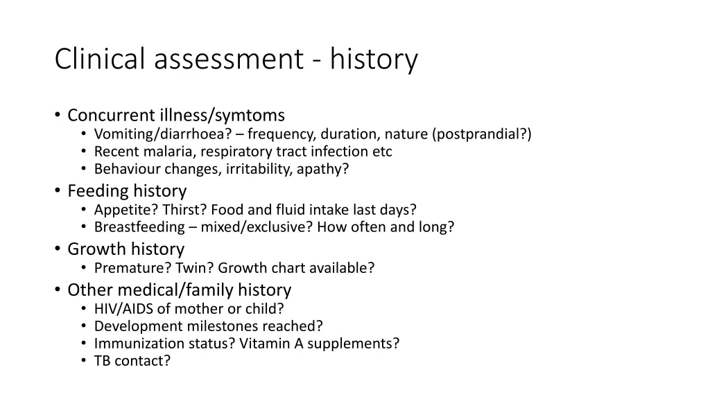 clinical assessment history