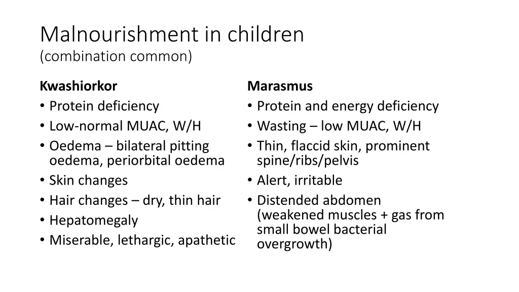 malnourishment in children combination common