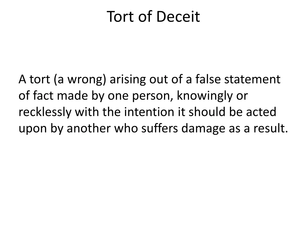 tort of deceit