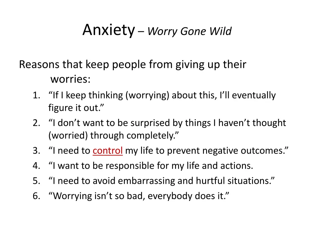 anxiety worry gone wild