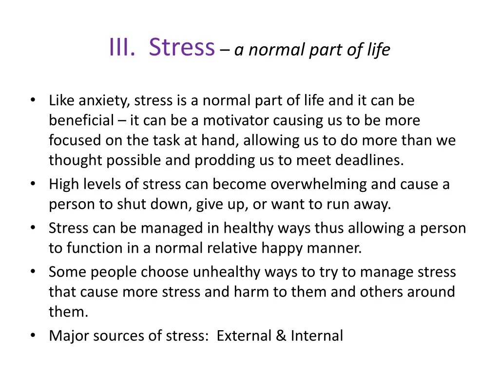 iii stress a normal part of life