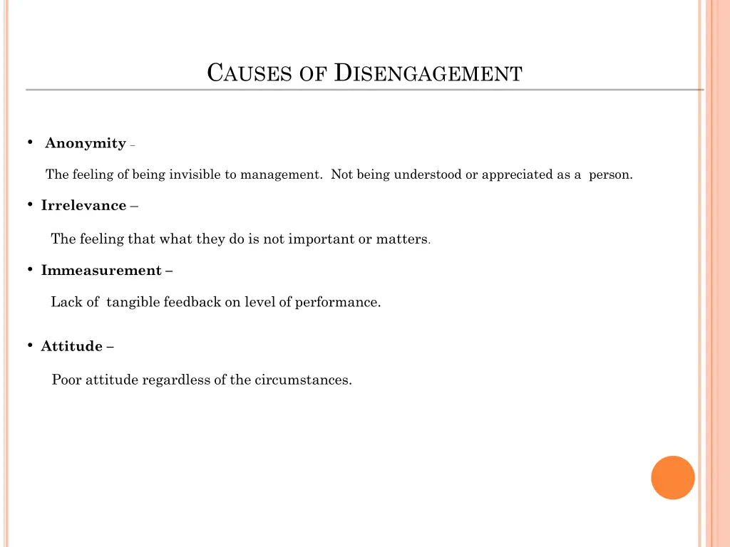 c auses of d isengagement