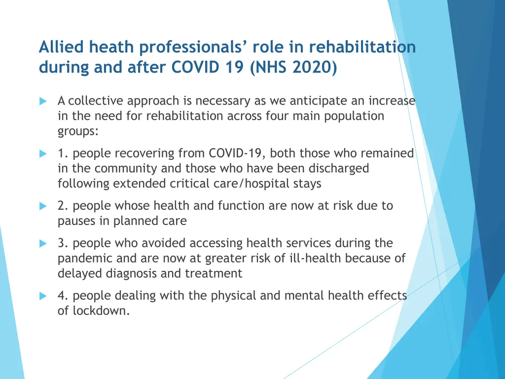 allied heath professionals role in rehabilitation