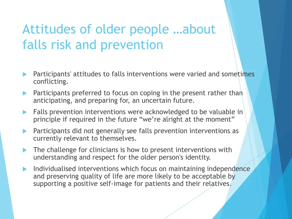 attitudes of older people about falls risk