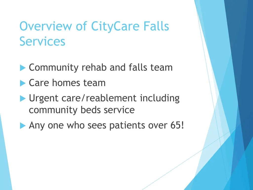 overview of citycare falls services