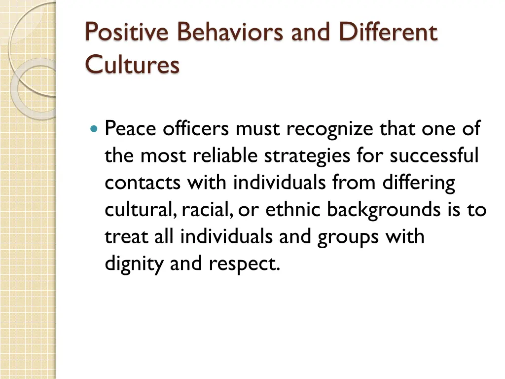 positive behaviors and different cultures