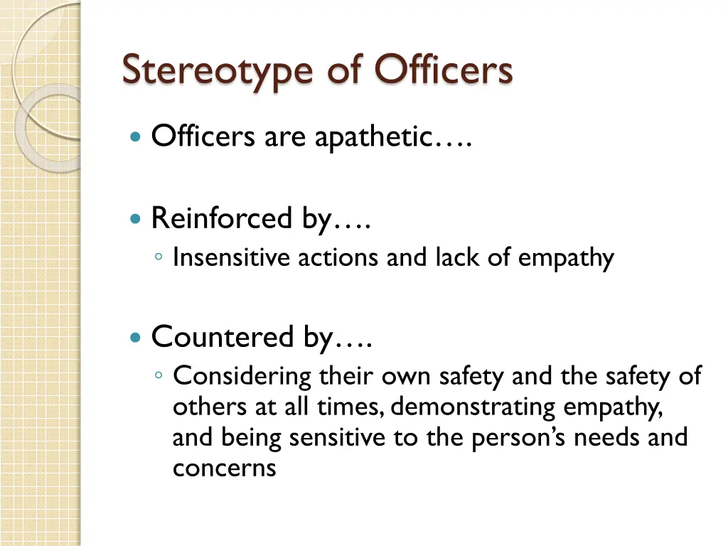 stereotype of officers