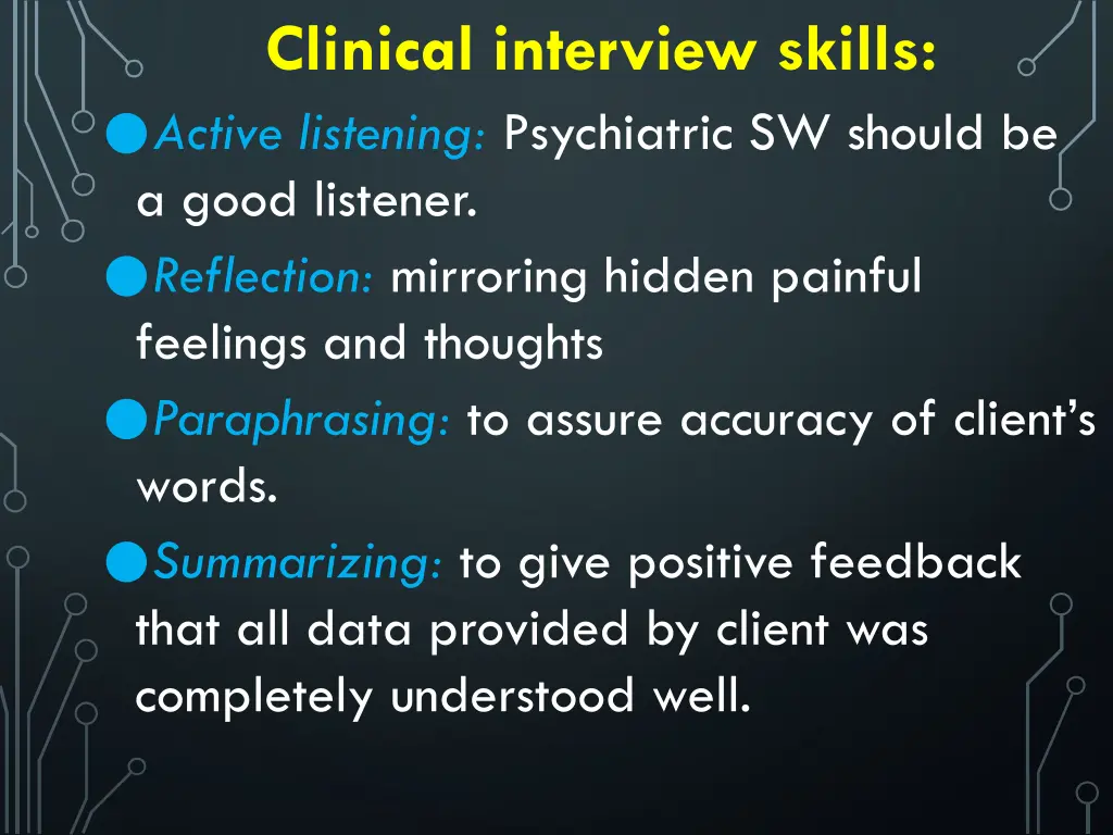 clinical interview skills active listening