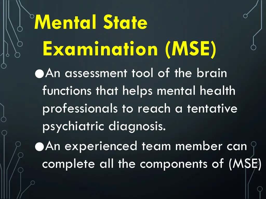 mental state examination mse an assessment tool