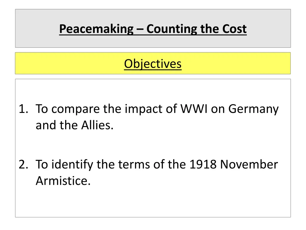 peacemaking counting the cost