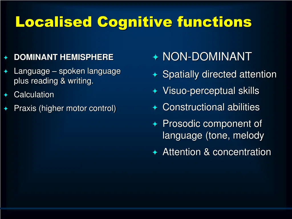 localised cognitive functions