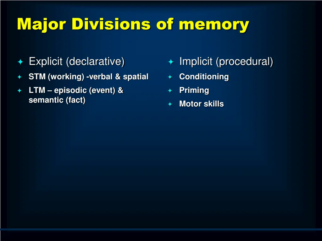 major divisions of memory