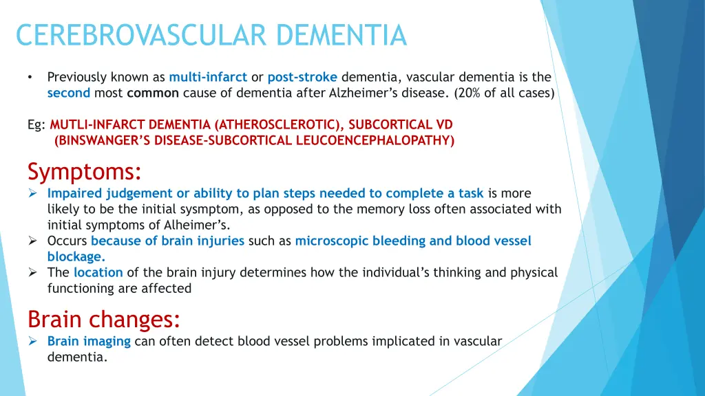 cerebrovascular dementia