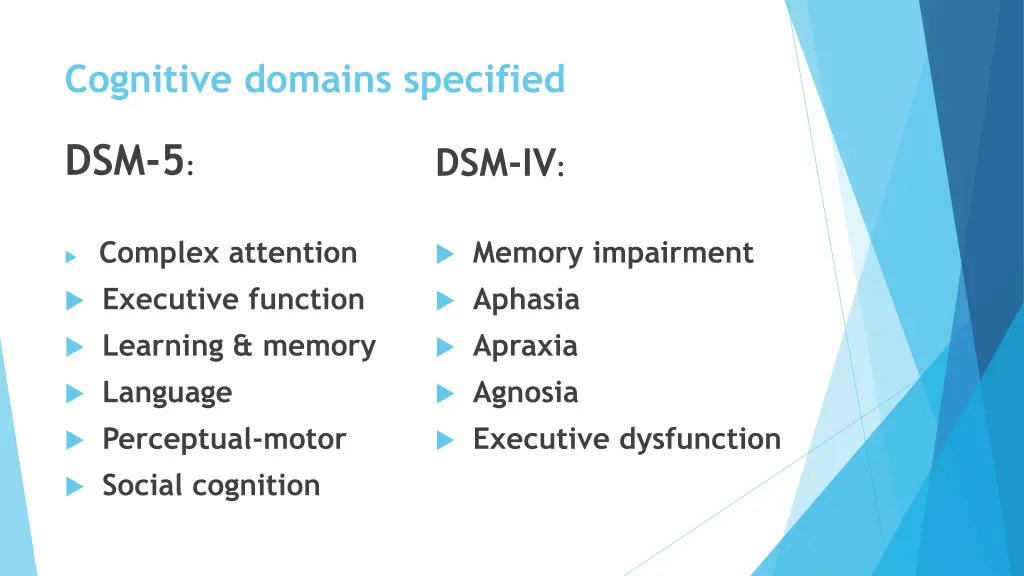 cognitive domains specified