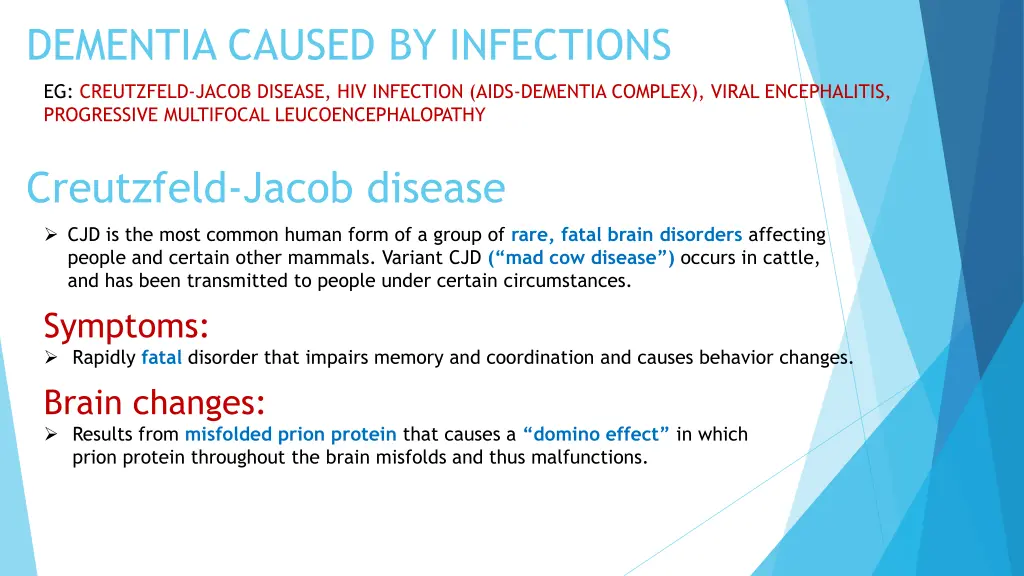 dementia caused by infections