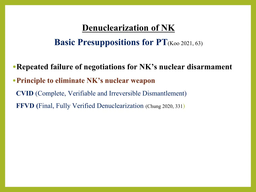 denuclearization of nk basic presuppositions