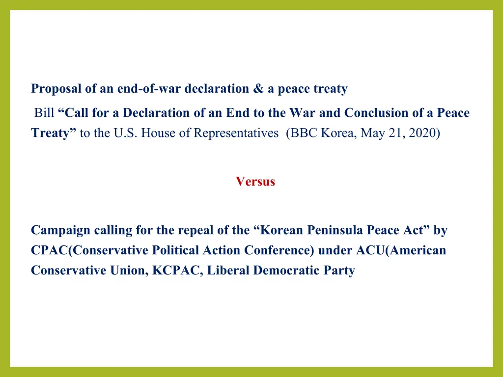 proposal of an end of war declaration a peace