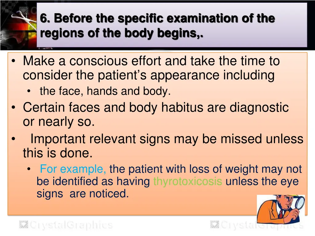 6 before the specific examination of the regions