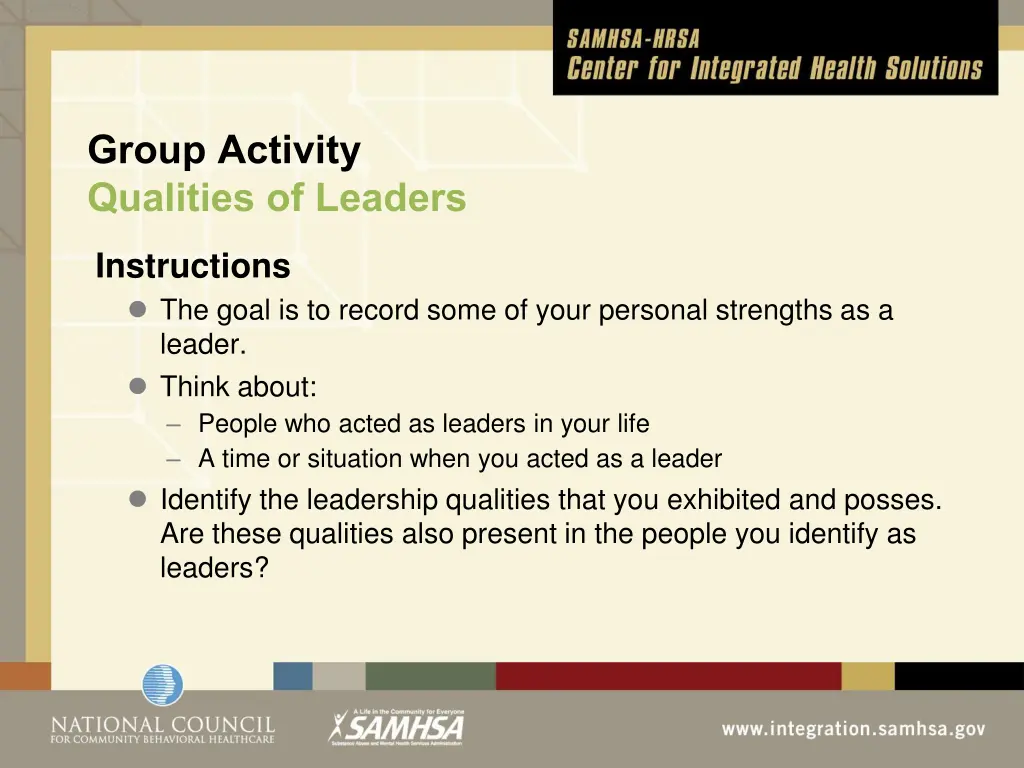 group activity qualities of leaders