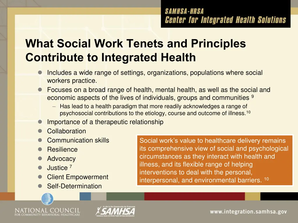 what social work tenets and principles contribute