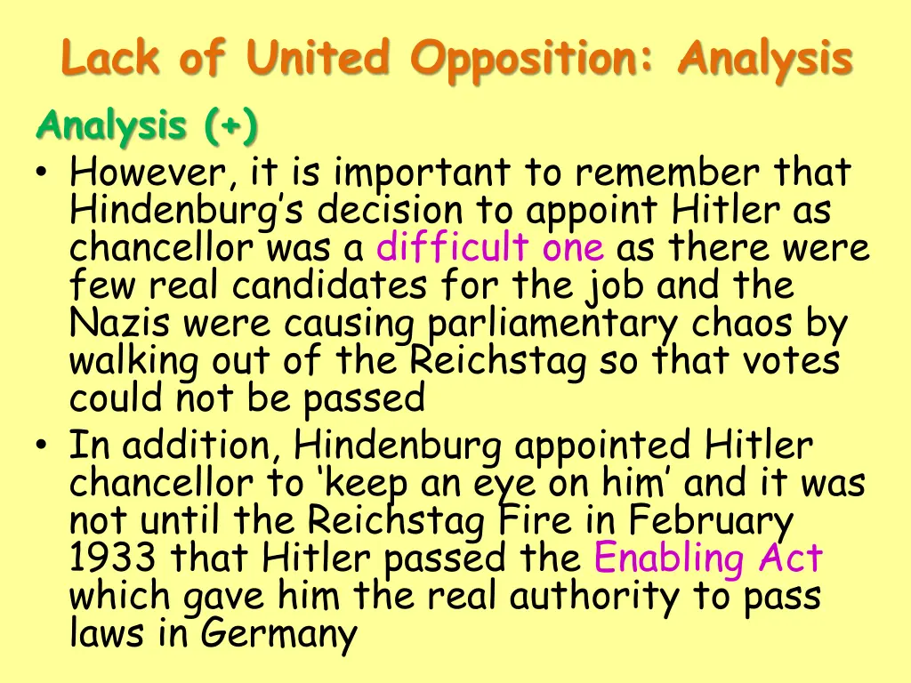 lack of united opposition analysis 1