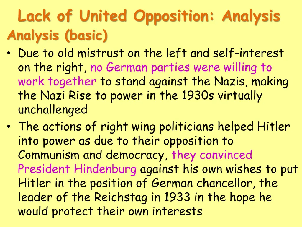 lack of united opposition analysis