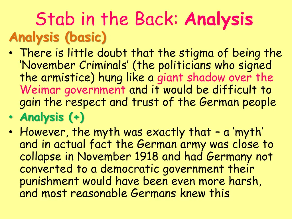 stab in the back analysis