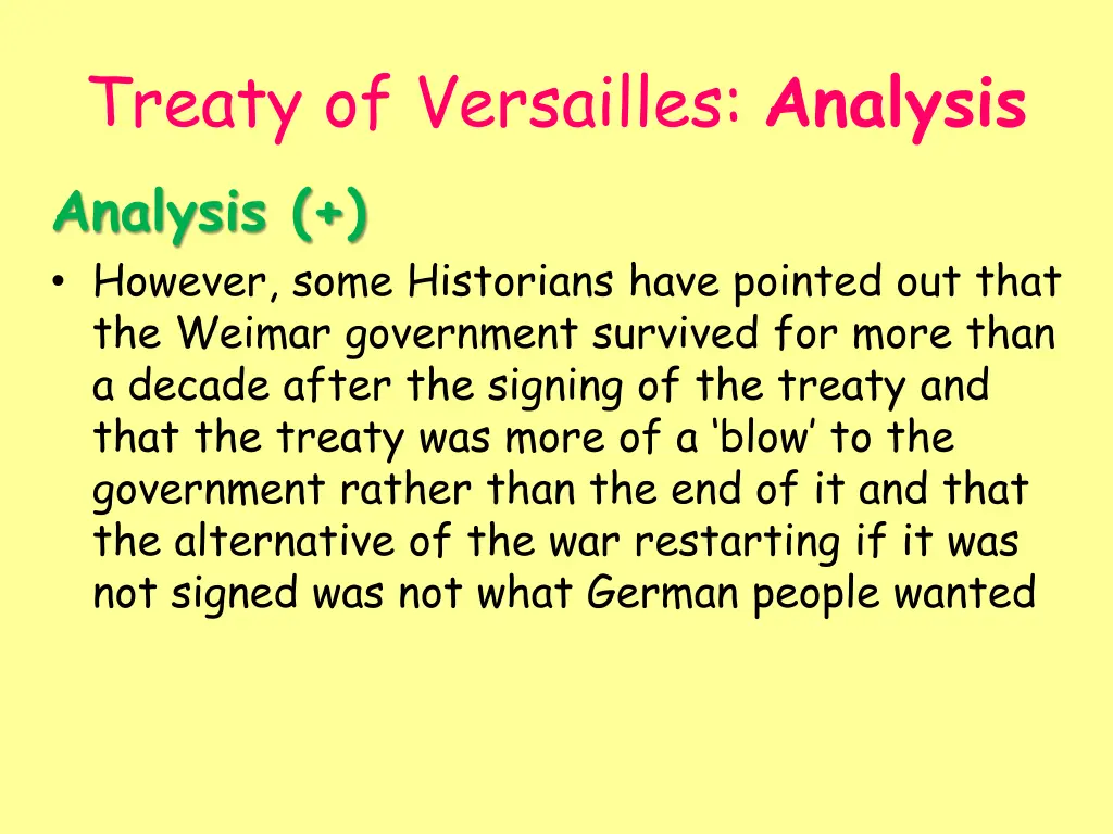 treaty of versailles analysis 1