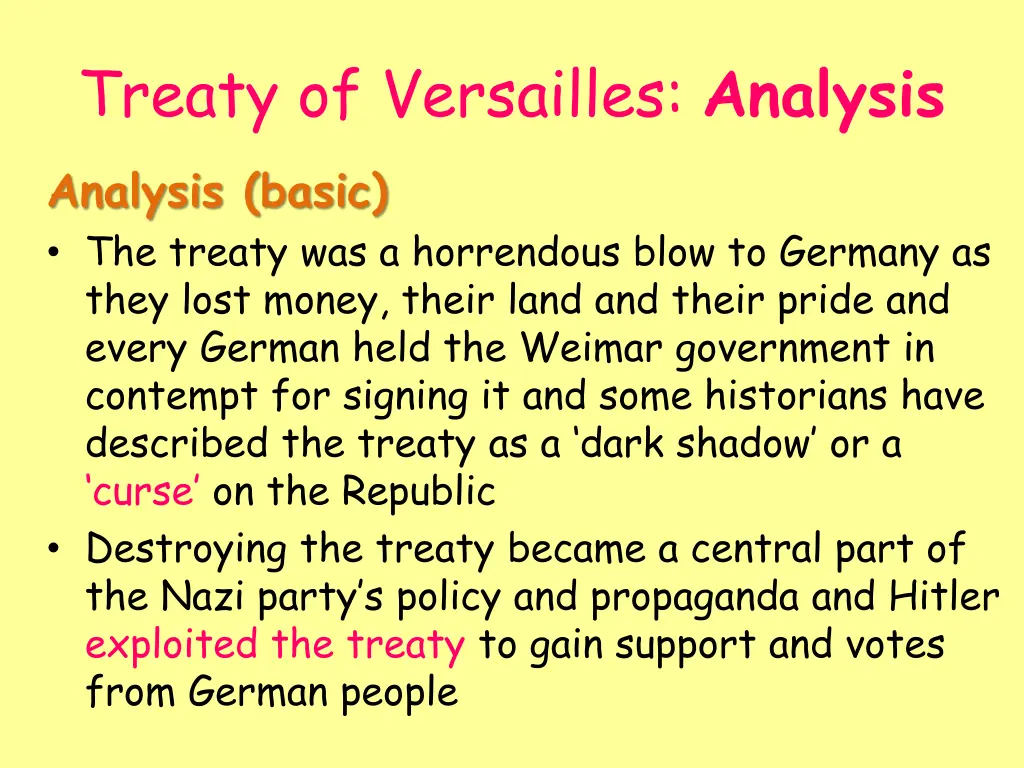 treaty of versailles analysis