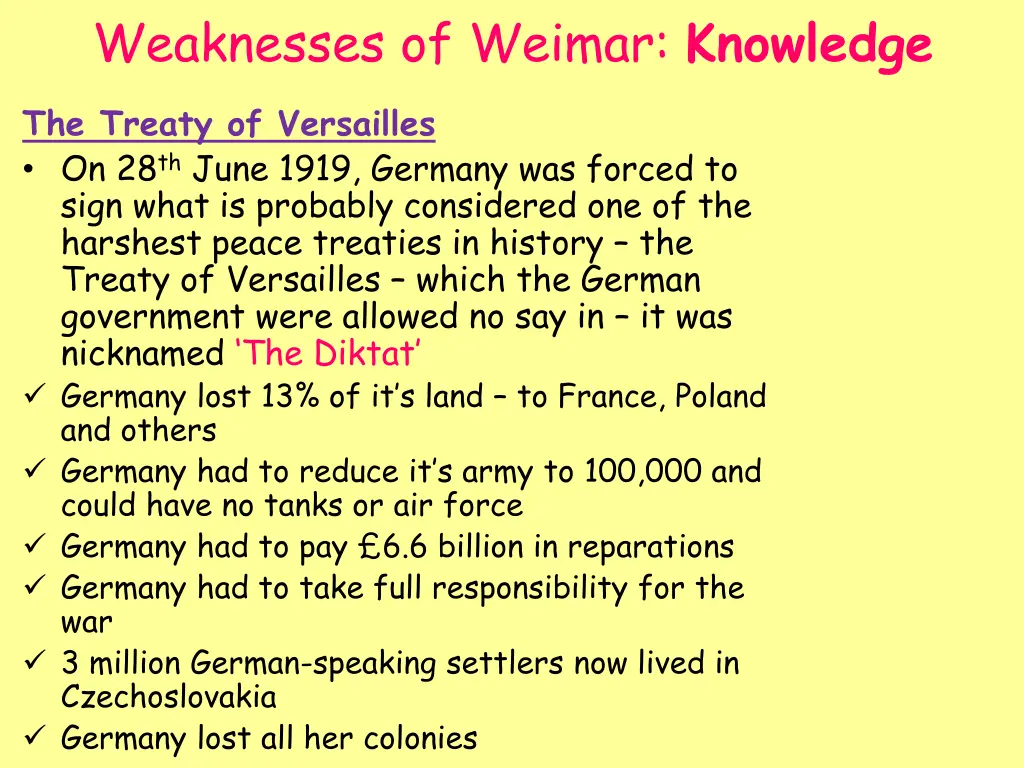 weaknesses of weimar knowledge 1