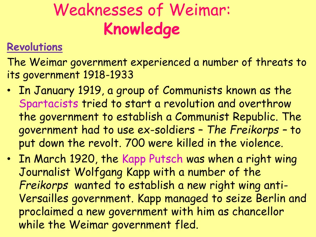 weaknesses of weimar knowledge 2