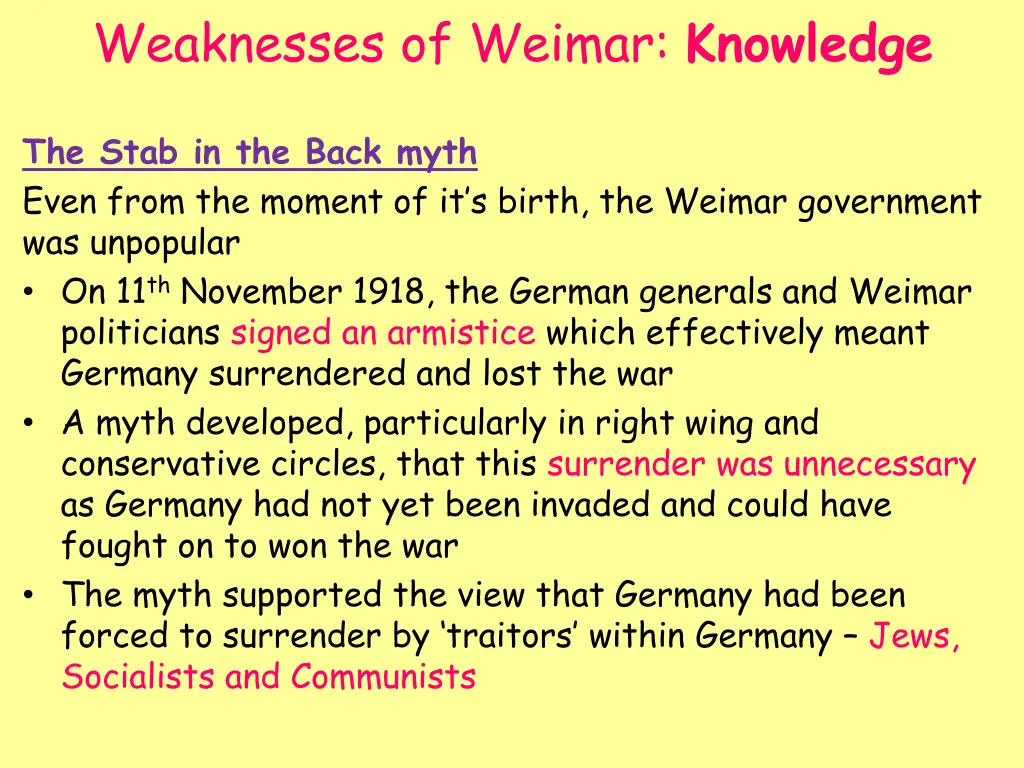 weaknesses of weimar knowledge