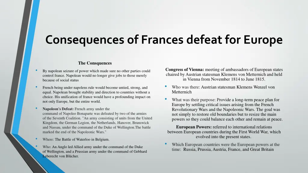 consequences of frances defeat for europe