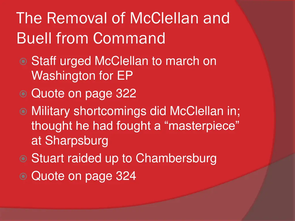 the removal of mcclellan and buell from command