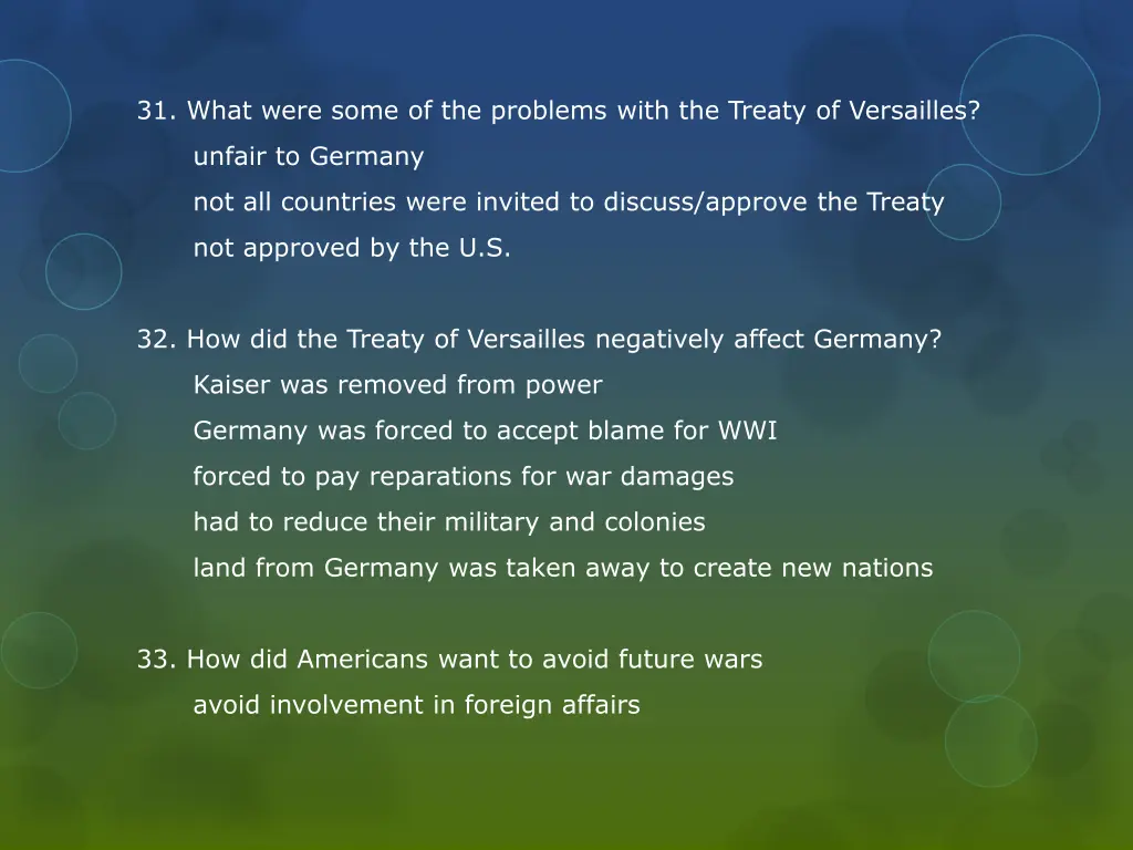 31 what were some of the problems with the treaty