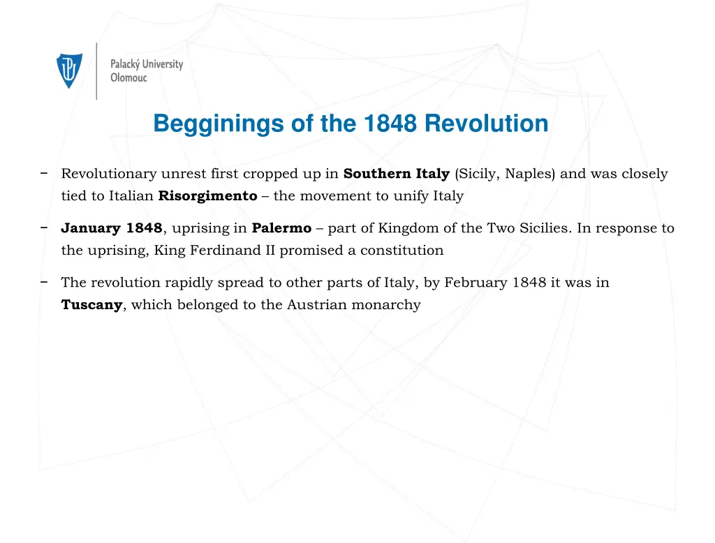 begginings of the 1848 revolution