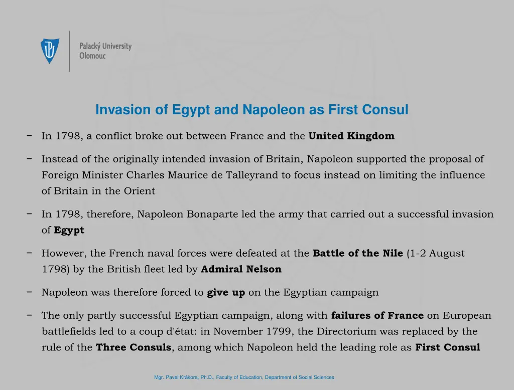 invasion of egypt and napoleon as first consul