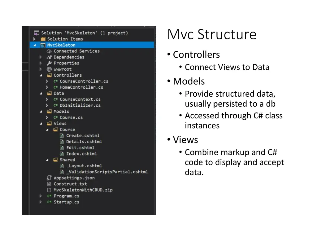 mvc structure controllers connect views to data