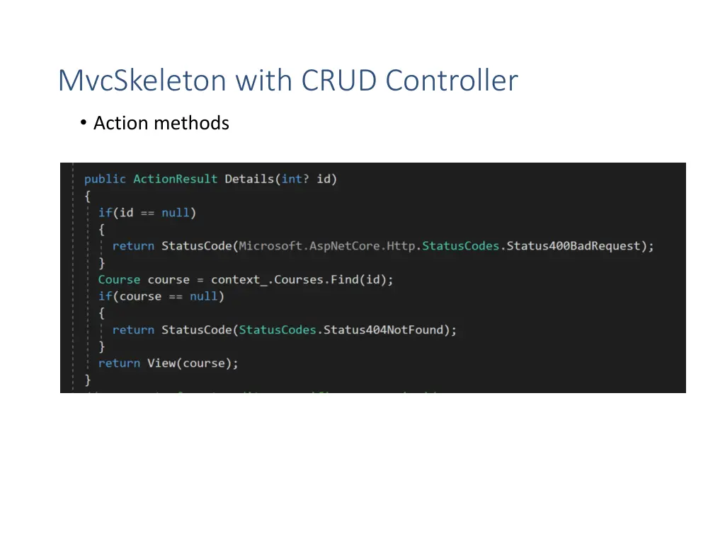 mvcskeleton with crud controller