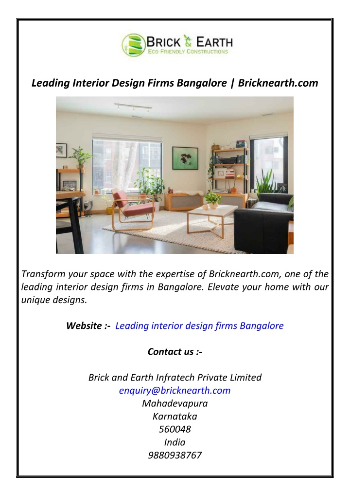 leading interior design firms bangalore